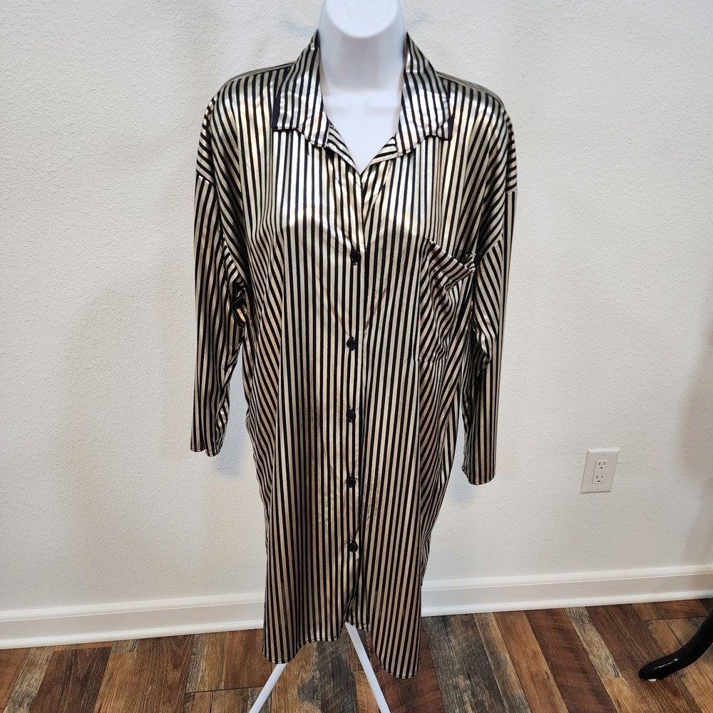 Vintage button-up metallic mini dress